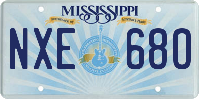 MS license plate NXE680