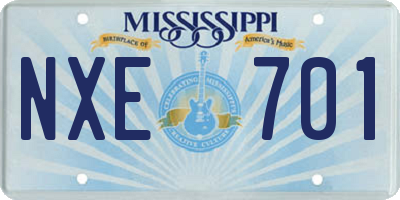 MS license plate NXE701