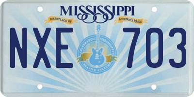 MS license plate NXE703