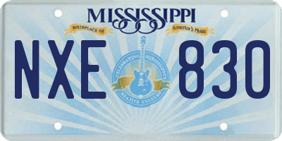MS license plate NXE830