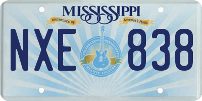 MS license plate NXE838