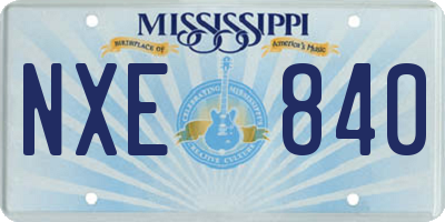 MS license plate NXE840