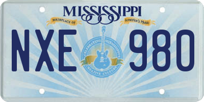 MS license plate NXE980