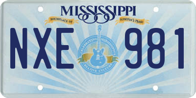 MS license plate NXE981