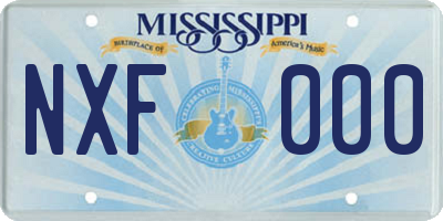 MS license plate NXF000