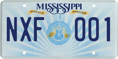 MS license plate NXF001