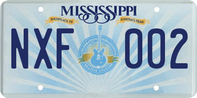 MS license plate NXF002