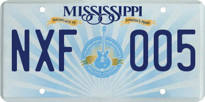 MS license plate NXF005