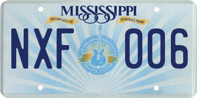 MS license plate NXF006