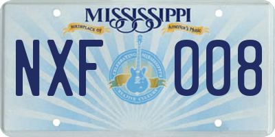 MS license plate NXF008
