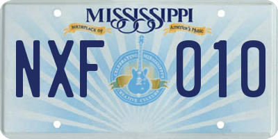 MS license plate NXF010