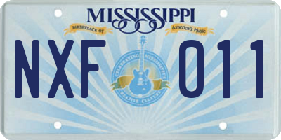 MS license plate NXF011