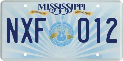 MS license plate NXF012