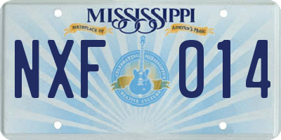MS license plate NXF014