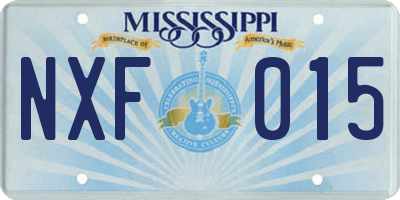 MS license plate NXF015