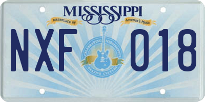 MS license plate NXF018