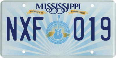 MS license plate NXF019