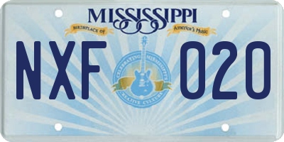 MS license plate NXF020