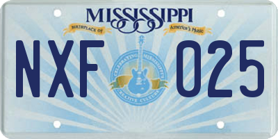 MS license plate NXF025