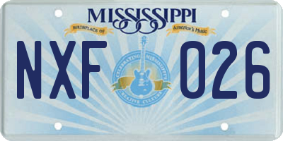 MS license plate NXF026