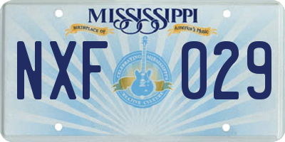 MS license plate NXF029