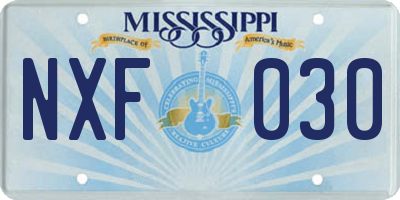 MS license plate NXF030