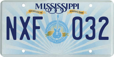 MS license plate NXF032