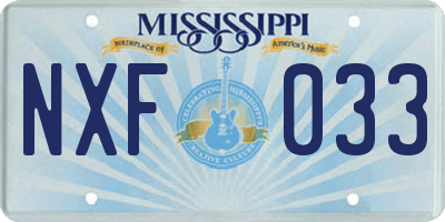 MS license plate NXF033