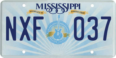 MS license plate NXF037