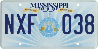MS license plate NXF038