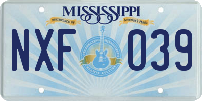 MS license plate NXF039