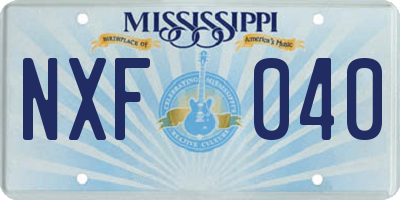 MS license plate NXF040