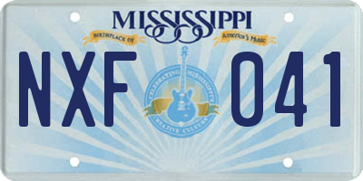 MS license plate NXF041
