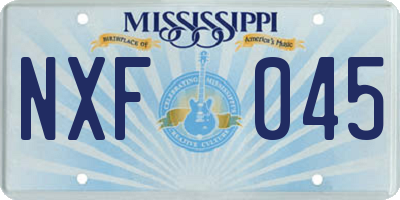 MS license plate NXF045