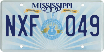 MS license plate NXF049