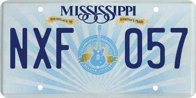MS license plate NXF057