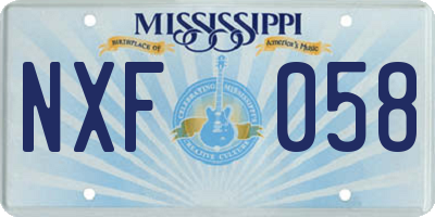 MS license plate NXF058