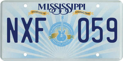 MS license plate NXF059