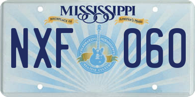 MS license plate NXF060