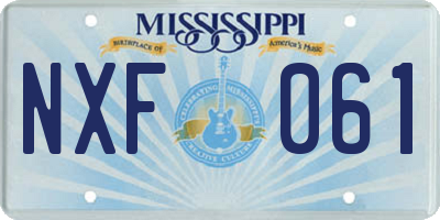MS license plate NXF061