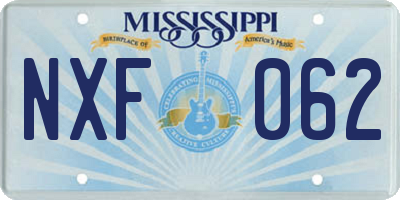 MS license plate NXF062