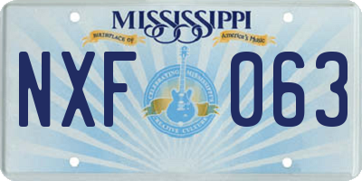 MS license plate NXF063