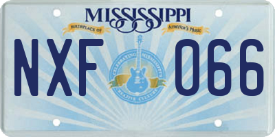 MS license plate NXF066