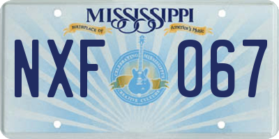 MS license plate NXF067
