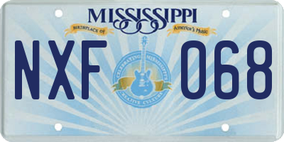 MS license plate NXF068