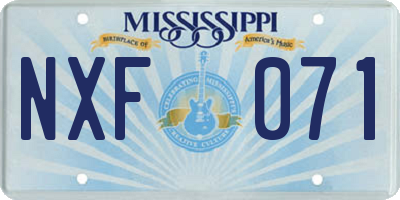 MS license plate NXF071