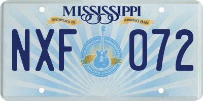 MS license plate NXF072