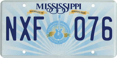 MS license plate NXF076