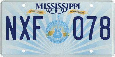 MS license plate NXF078