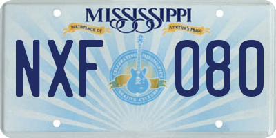 MS license plate NXF080
